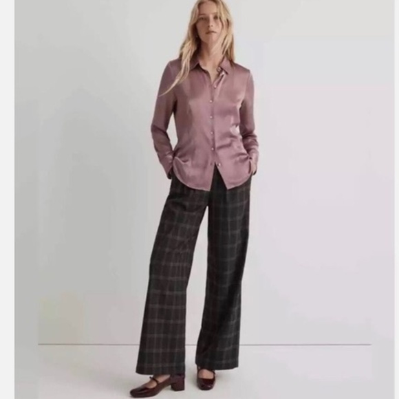 NWT Madewell Enzo Satin Shirt, Size 6 in Woodrose - Picture 1 of 7